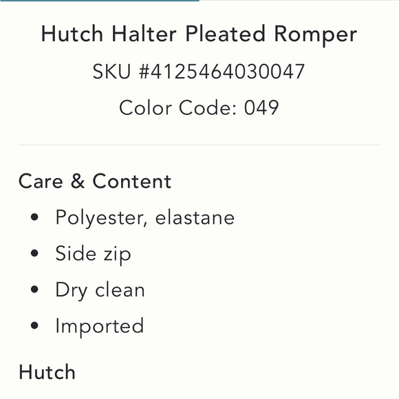 Anthropologie NWT Hutch Halter Pleated Romper size 1X - Picture 4 of 9